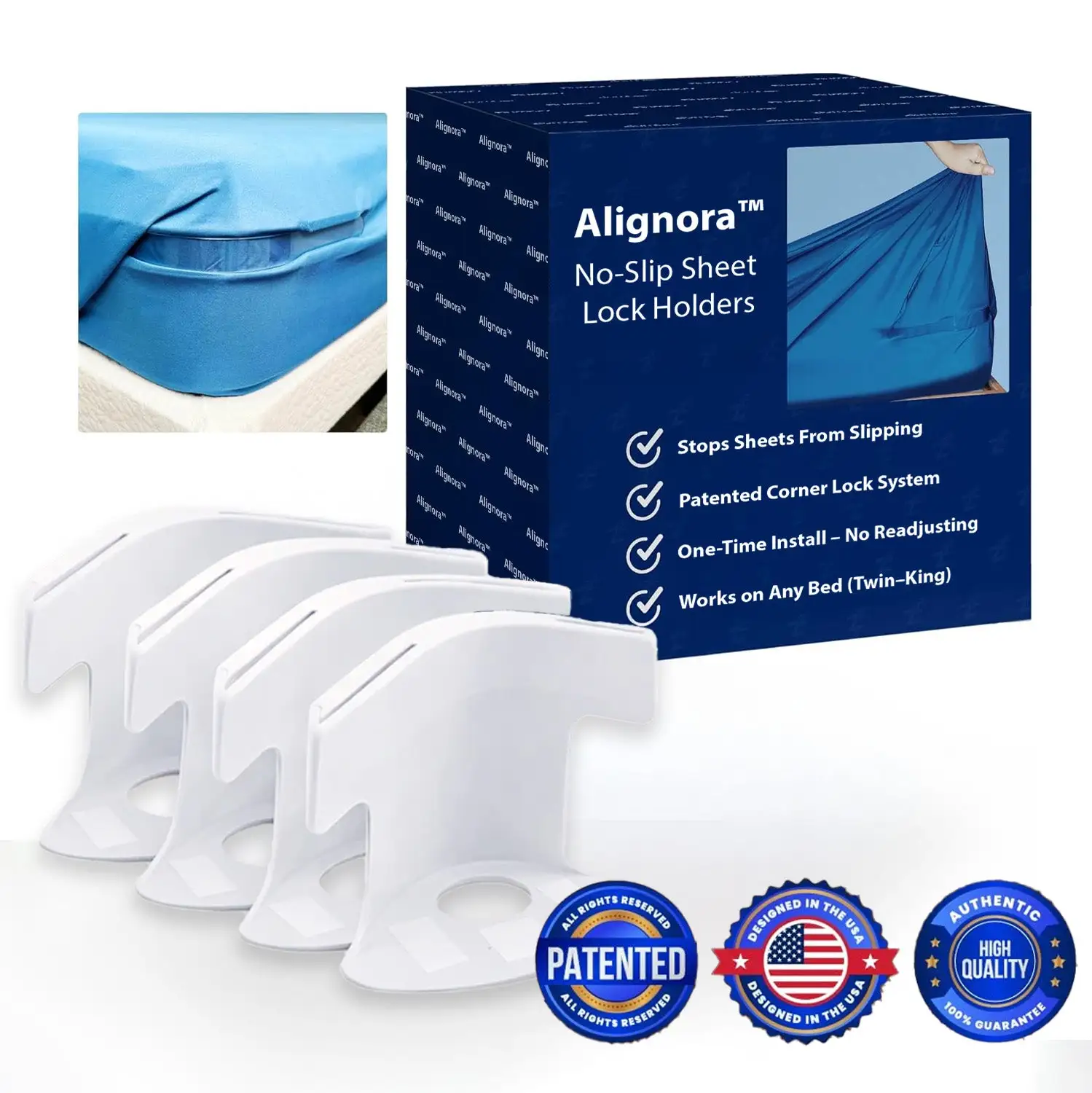 🔥 Flash Sale 70% OFF 🛏️ Alignora™ No-Slip Sheet Lock Holders (4PCs) 🔗 Stops Slipping Instantly