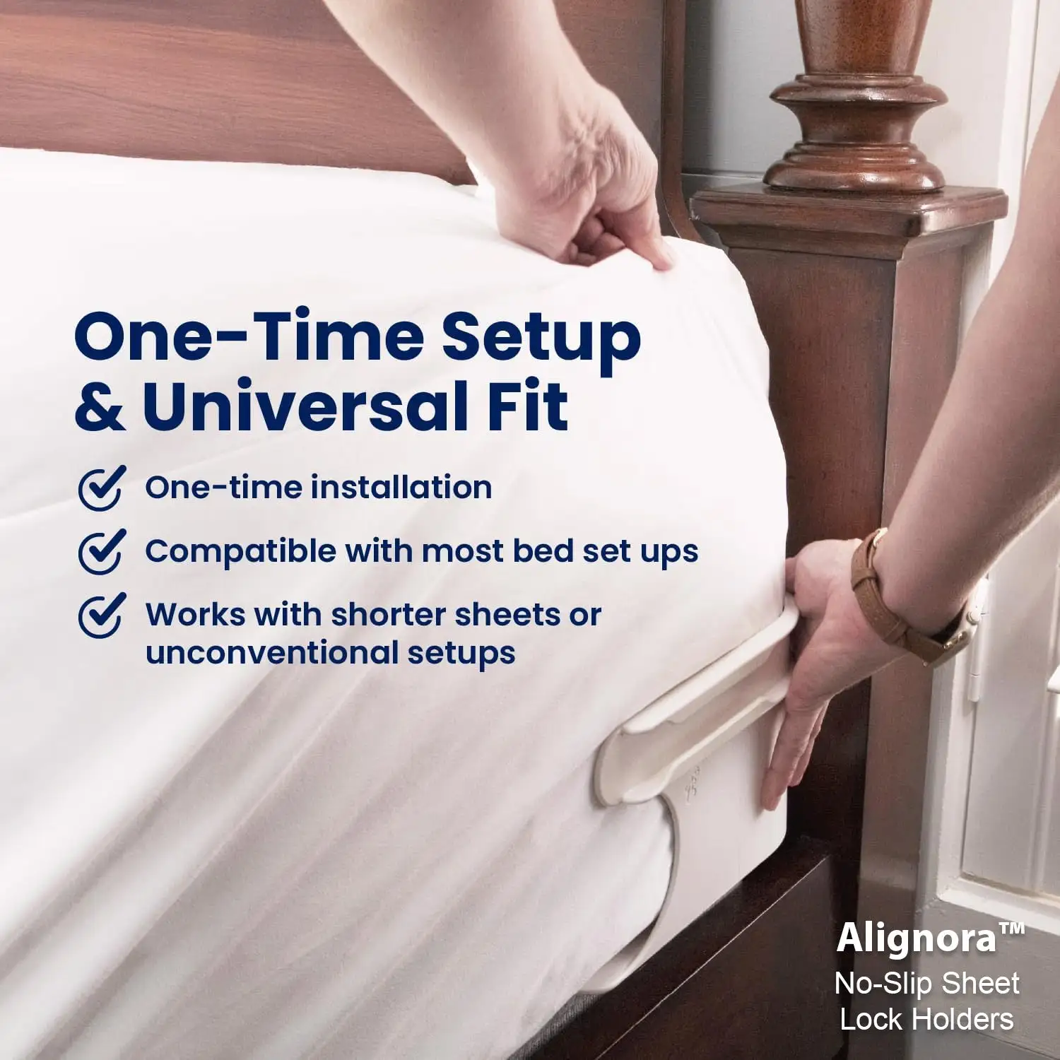 🔥 Flash Sale 70% OFF 🛏️ Alignora™ No-Slip Sheet Lock Holders (4PCs) 🔗 Stops Slipping Instantly
